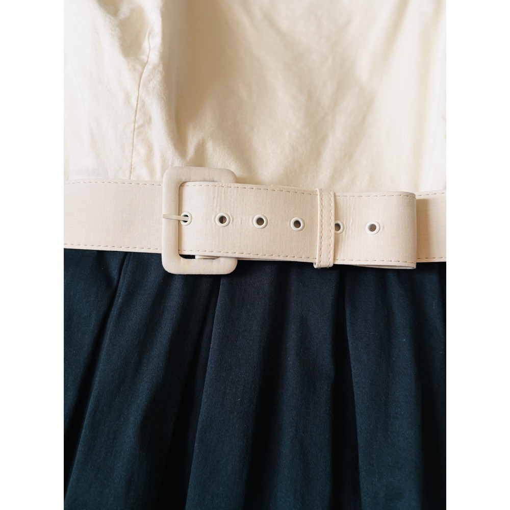 Collectif Color-block MidiSwing Dress matching belt, Dark Green&Cream US 18 UK22 - Picture 10 of 15
